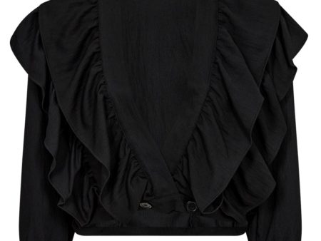 Co´couture - Suedacc Frilly Blouse 35630 - 96 Black For Sale