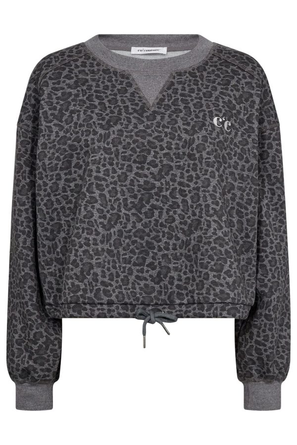 Co´couture - Cropcc Tie Leo Sweat 37025 - 139 Mid Grey Online now