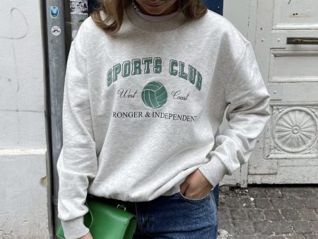 Pieces - Pcarina Ls O-Neck Sweatshirt - 4756907 Light Grey Melange Green Embroidery Online