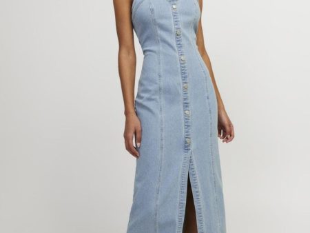 Jjxx - Jxtinga Slim Long Denim Dress - 4646812 Light Blue Denim For Cheap