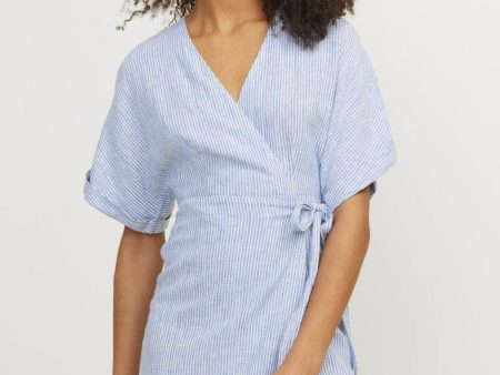 Jjxx - Jxraya Linen Blend Wrap Dress - 4523055 Silver Lake Blue Bone White Cheap