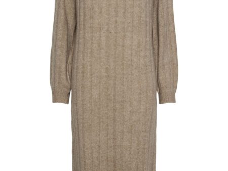 Pieces - Pcmaggy Ls Knit Dress - 4542704 Taupe Gray Fashion