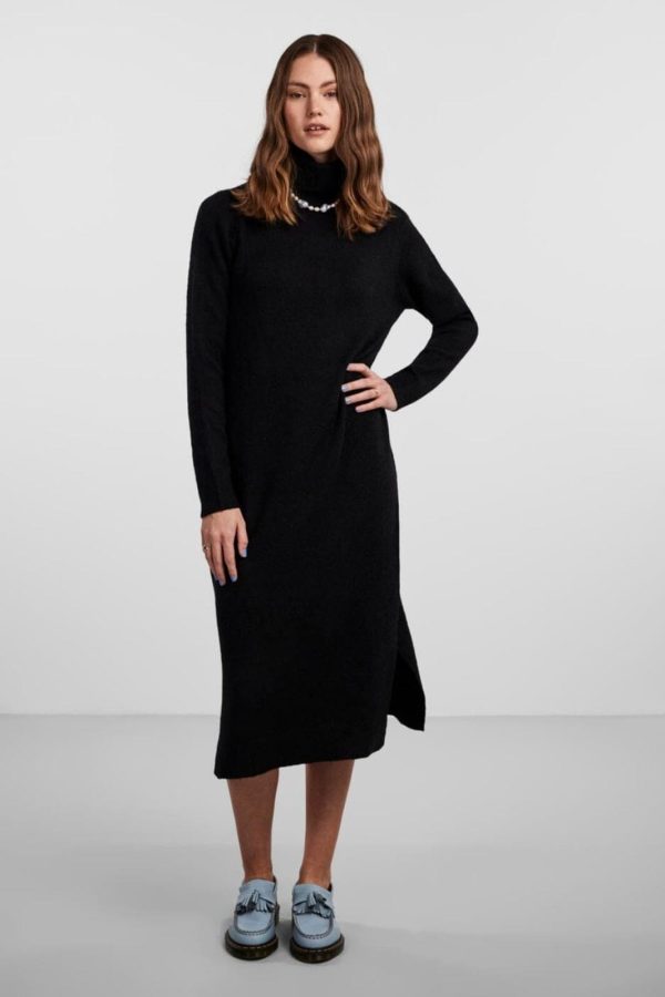 Pieces - Pcjuliana Ls Rollneck Knit Dress - 3933929 Black For Discount