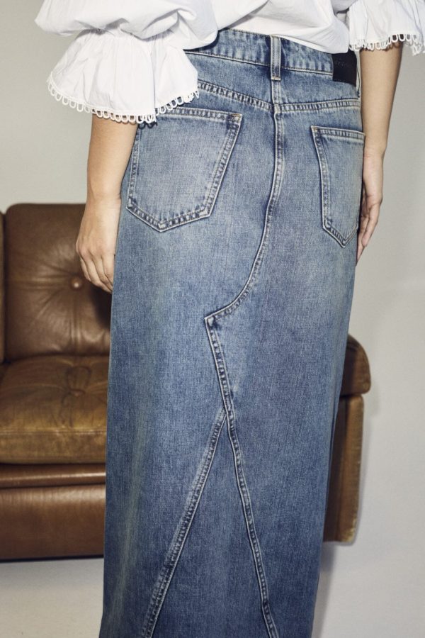 Co´couture - Darincc Long Slit Skirt 34148 - 552 Denim Blue Online now