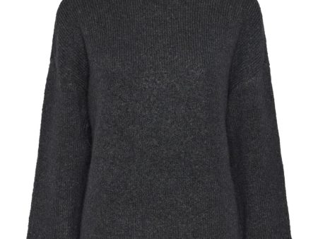 Pieces - Pcnancy Ls Loose Roll Neck Knit - 4533573 Magnet Online now